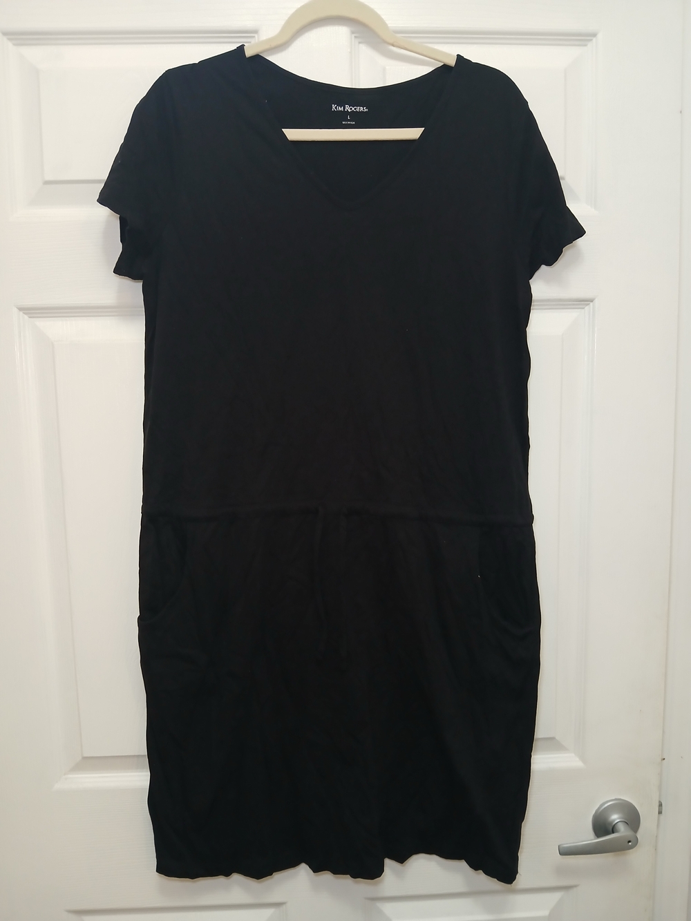 Kim Rogers Black V-Neck Midi Dress with Pockets